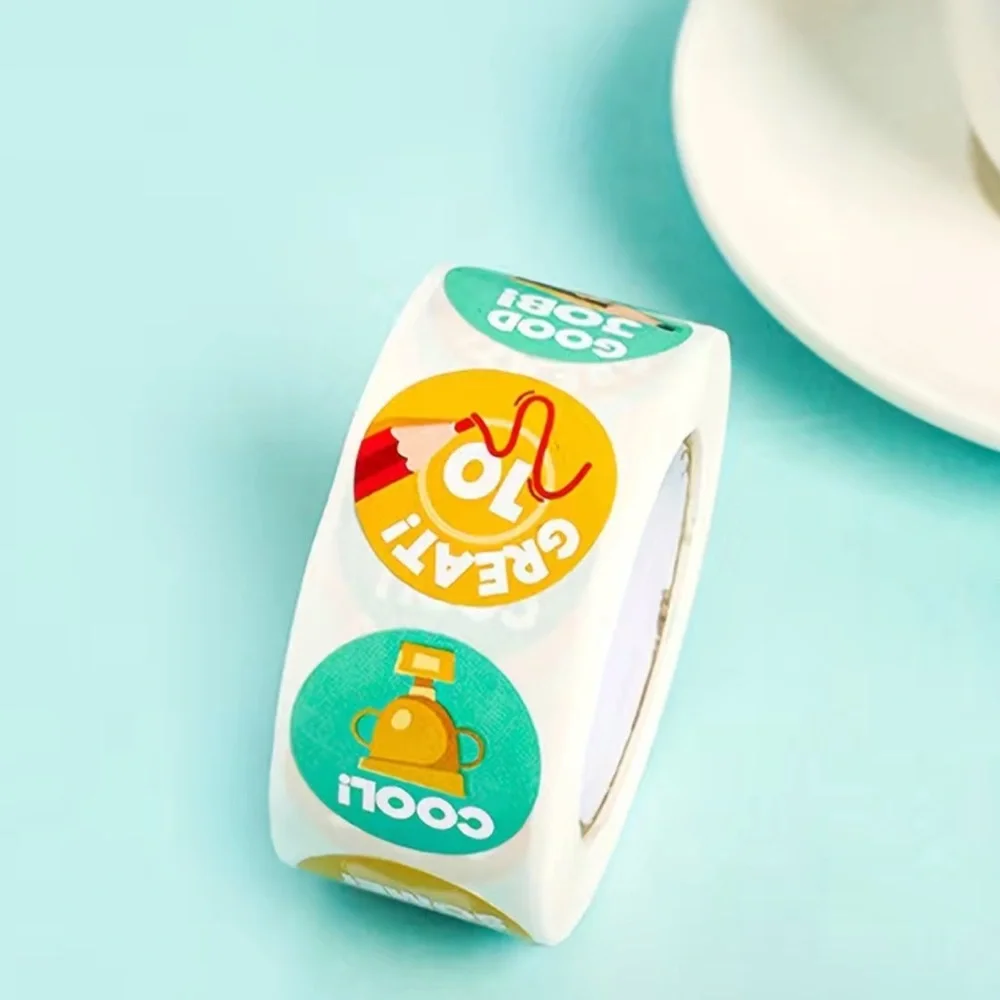 500pcs/Roll, Cute Round Children's Cartoon Stickers